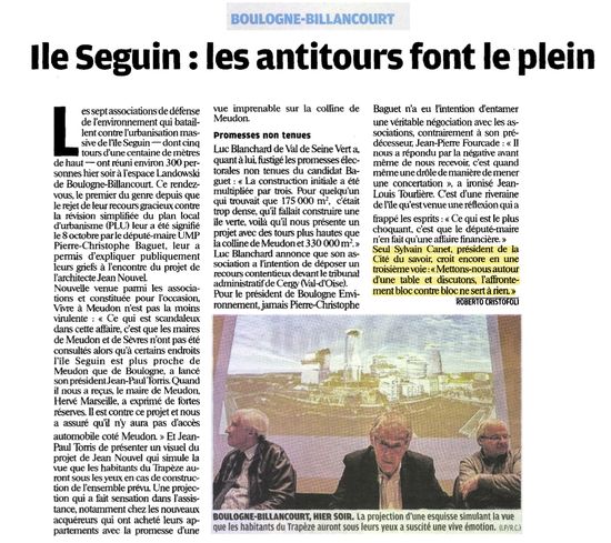 île Seguin Recours PLU Boulogne BillancourtNouvel Baguet CanetLe Parisien 4nov